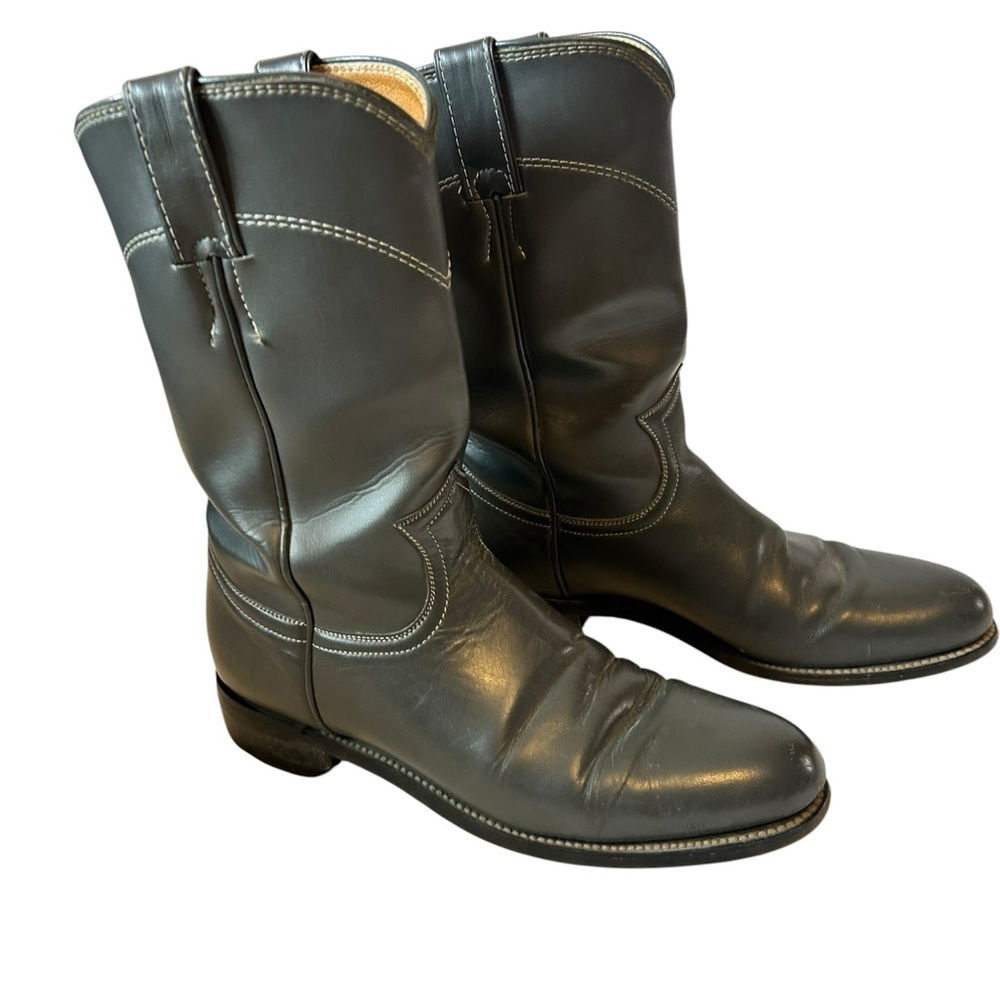 Vintage Justin Boots Women’s 6.5B Gray Leather Western Cowboy Boots